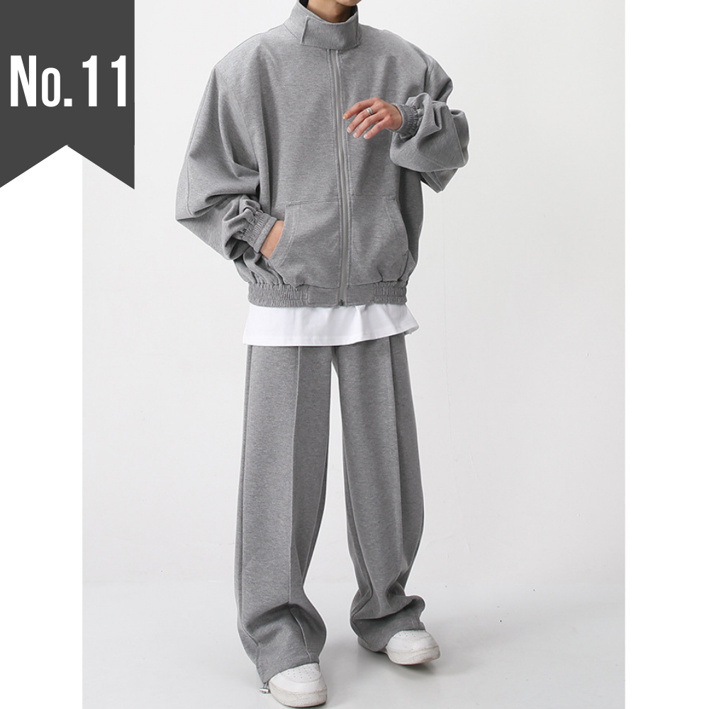 メンズ】秋冬のセットアップ: スウェット上下セットアップ スタンド