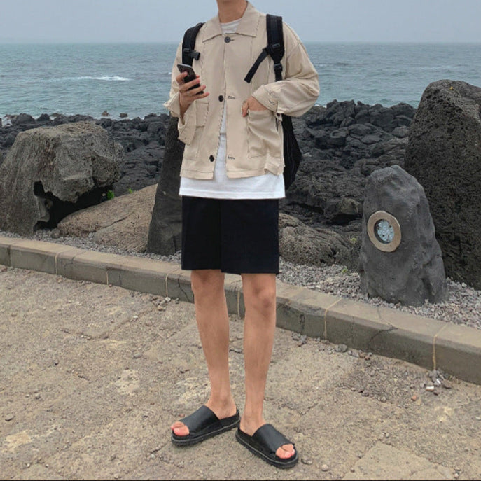 【メンズ】夏の定番!短パン: ダブルタックスリムフィットサマースーツハーフパンツ | 20代30代40代におすすめ
