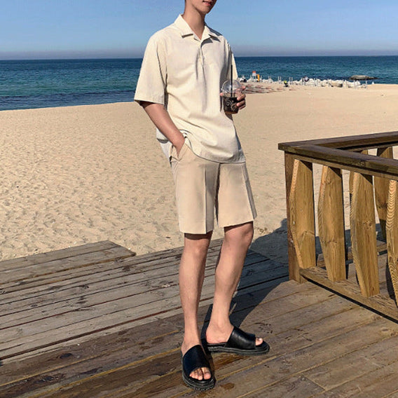 【メンズ】夏の定番!短パン: ダブルタックスリムフィットサマースーツハーフパンツ | 20代30代40代におすすめ
