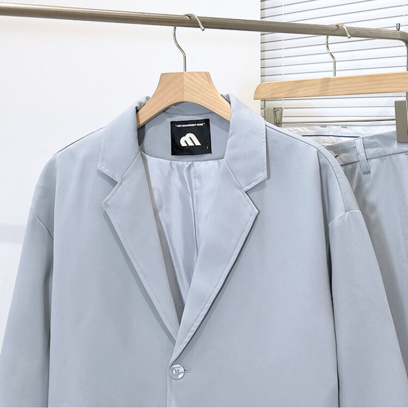 【楽なのに上品さ漂うコーデが完成!】ルーズジャケット×アンクル丈テーパードパンツ 上下セットアップ