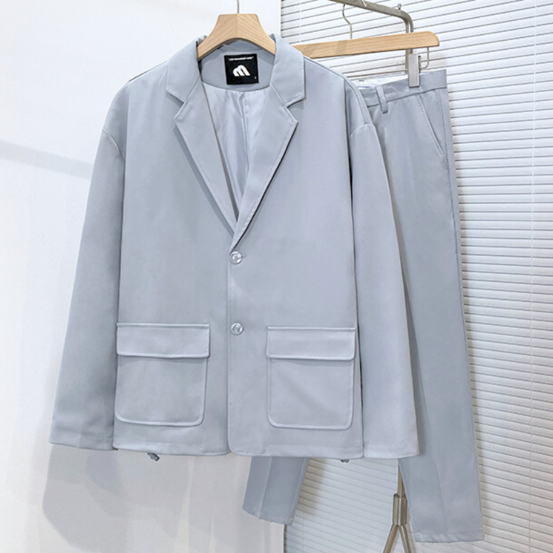 【楽なのに上品さ漂うコーデが完成!】ルーズジャケット×アンクル丈テーパードパンツ 上下セットアップ