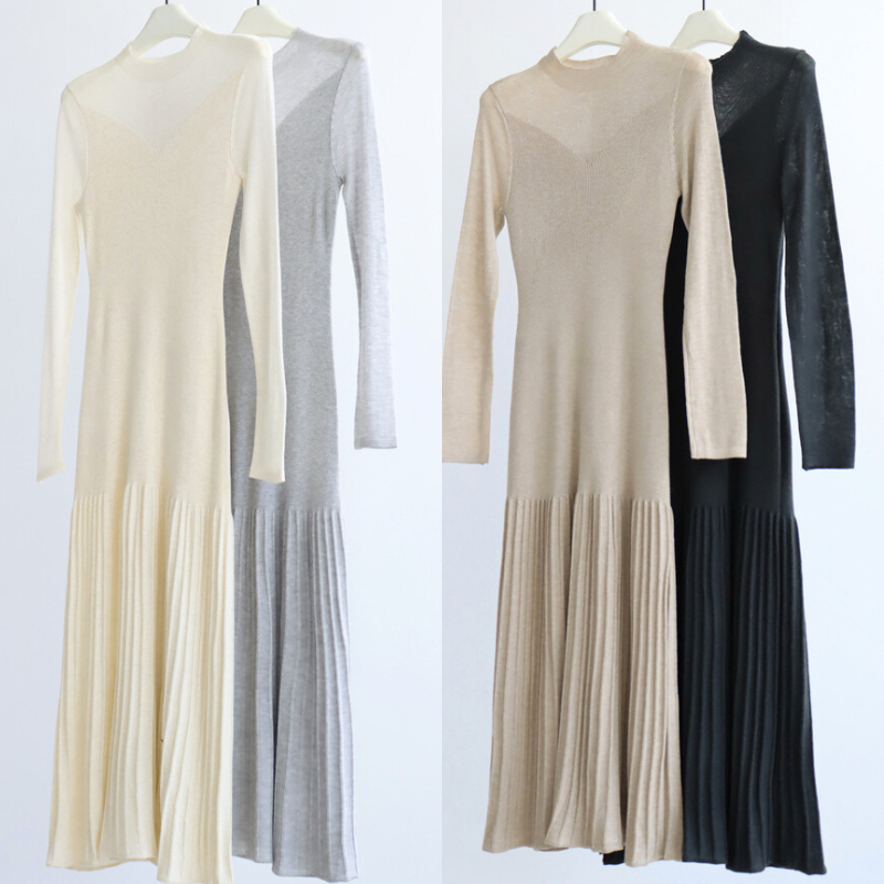 【計算しつくされた盛れスタイルにきゅん♡】シアースリーブマーメイドニットワンピース