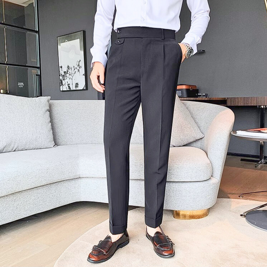 【美脚見えが叶うテーパードライン】ウエストボタンテーパードスラックス