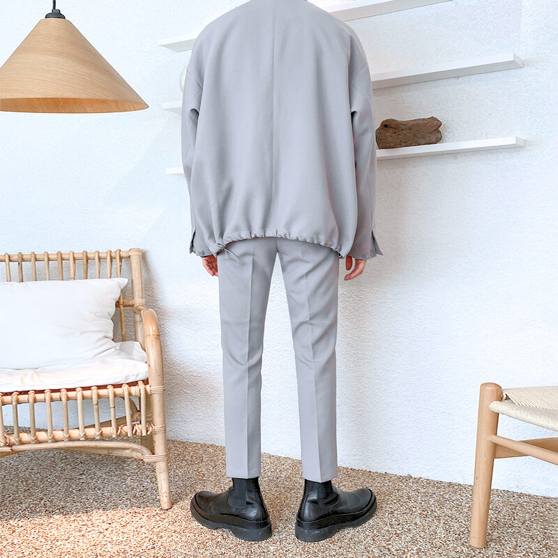 【楽なのに上品さ漂うコーデが完成!】ルーズジャケット×アンクル丈テーパードパンツ 上下セットアップ