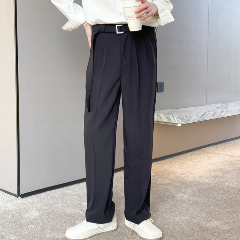 ベルトデザインドレープストレートパンツ