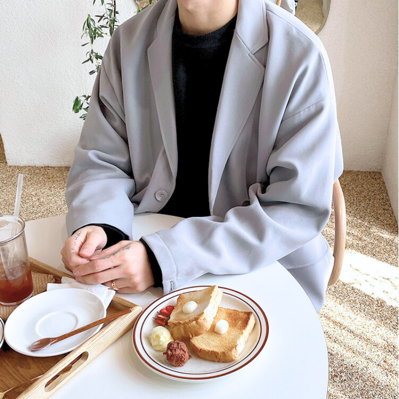 【楽なのに上品さ漂うコーデが完成!】ルーズジャケット×アンクル丈テーパードパンツ 上下セットアップ