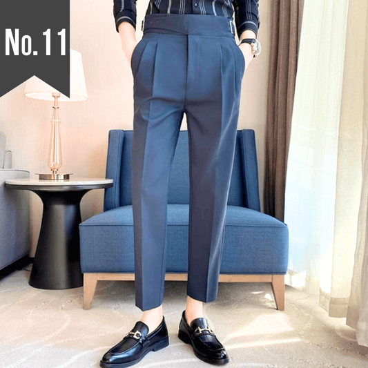 【迷ったらこのパンツ!コーデがカッコよくキマる1本】アジャスターベルト付きツータックテーパードスラックス