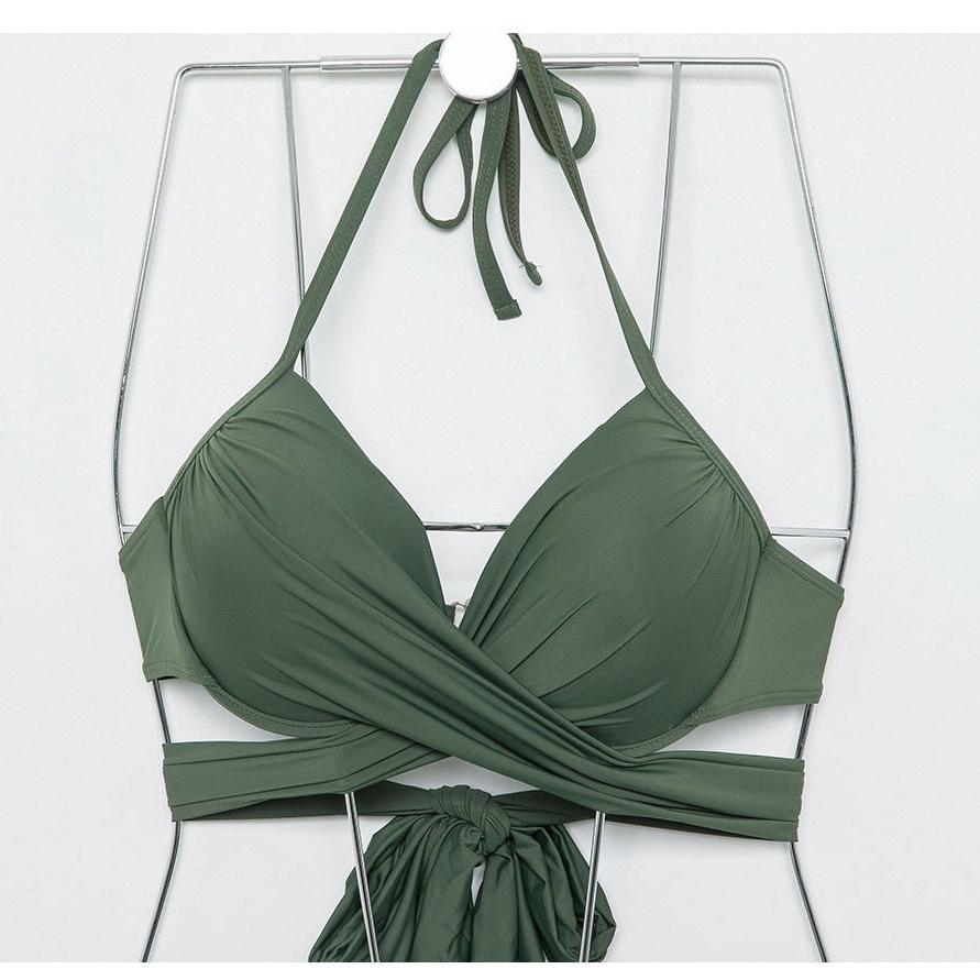 【男ウケ水着】ホルターネック谷間クロスデザイン×フルバックショーツ ビキニ | エロい格好・男モテ水着・セクシーな水着姿におすすめ