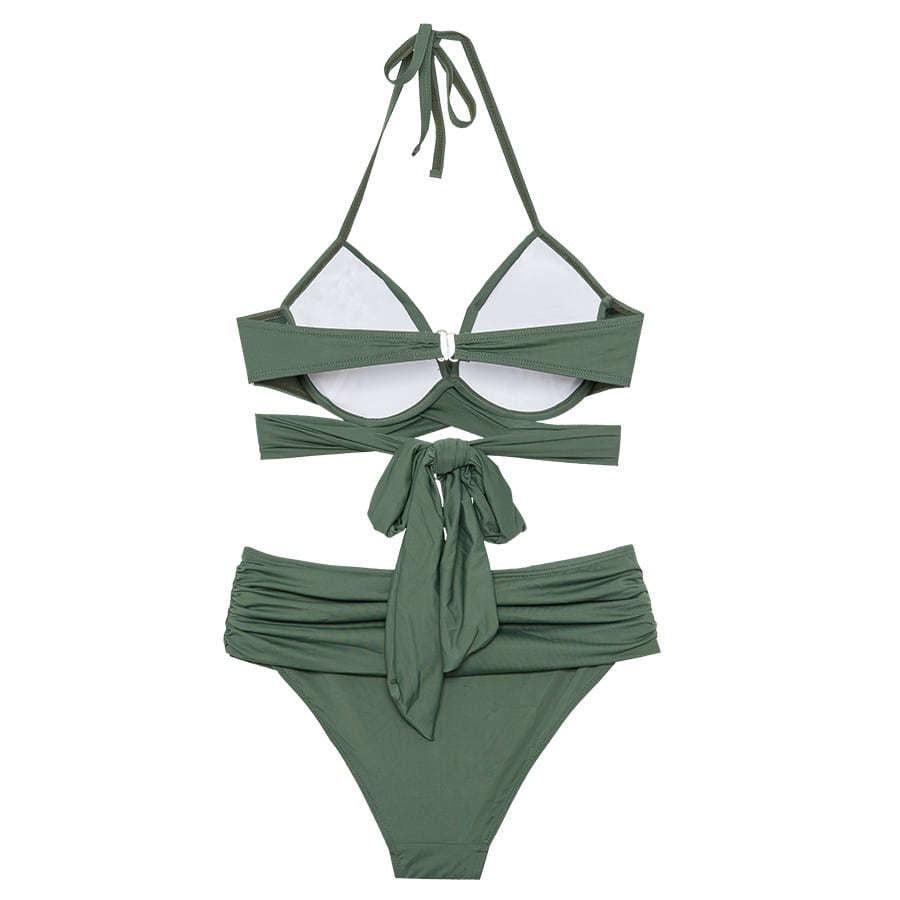 【男ウケ水着】ホルターネック谷間クロスデザイン×フルバックショーツ ビキニ | エロい格好・男モテ水着・セクシーな水着姿におすすめ