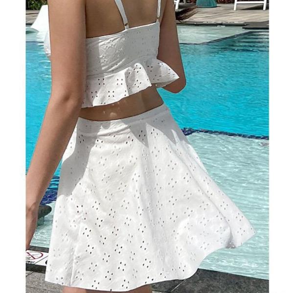 【男ウケ水着】3点セット:レースペプラムキャミソールタンキニビキニ | エロい格好・男モテ水着・セクシーな水着姿におすすめ