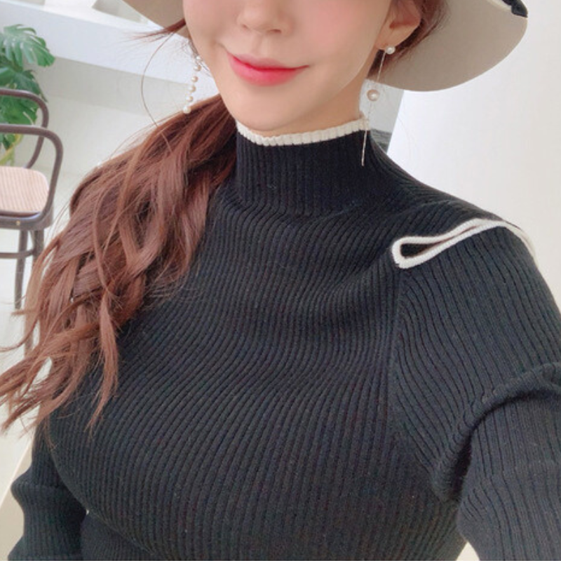 どの角度でもシルエットが綺麗♡細リブでスタイルアップ