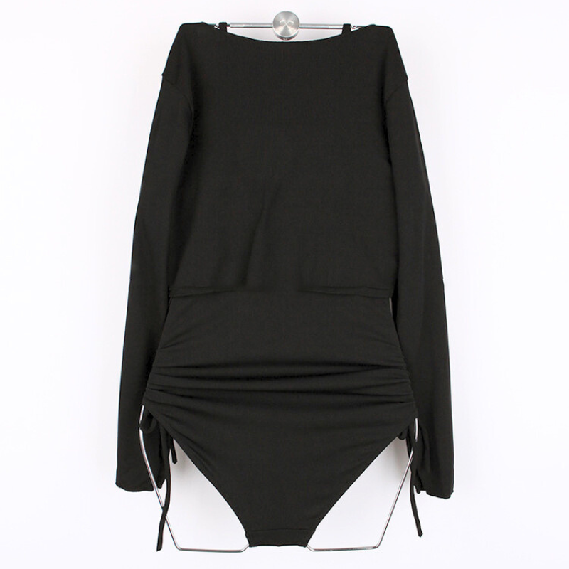 ブラック前結び羽織の平置き商品写真