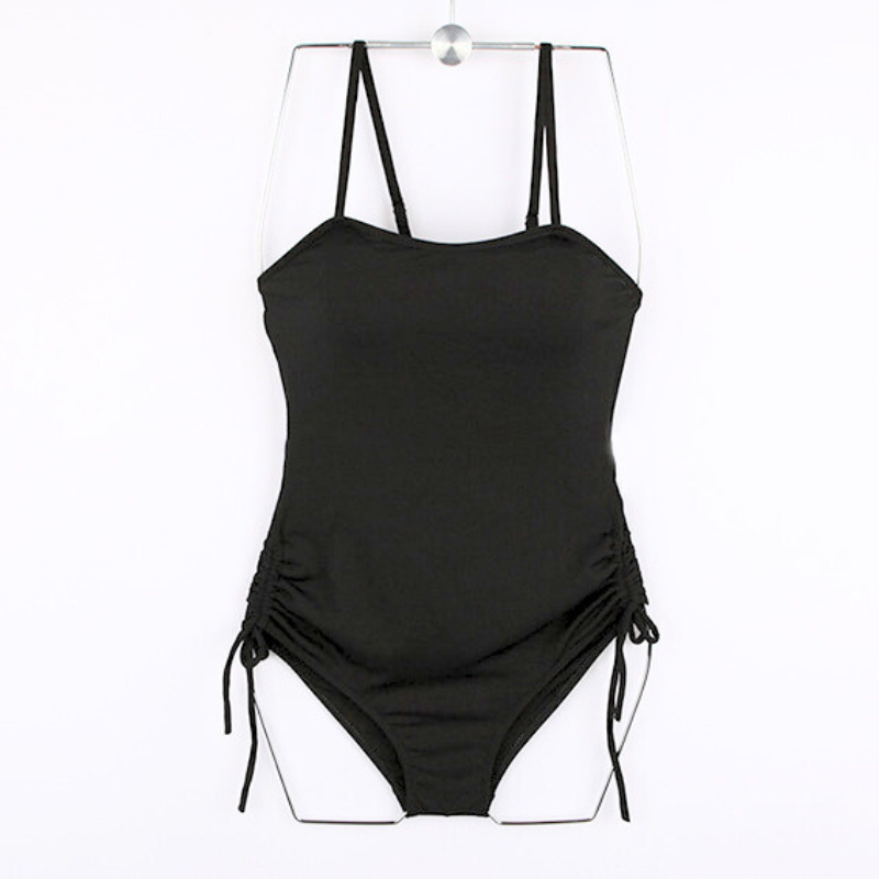 サイドシャーリング付きブラックワンピ型ビキニ単品