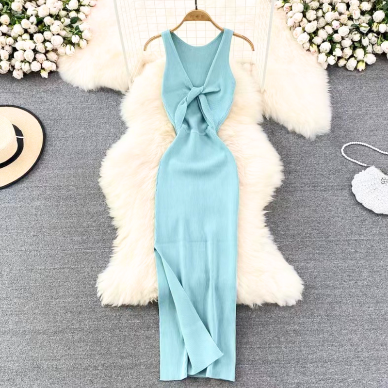 平置きでリボンが映えるミントグリーンワンピ