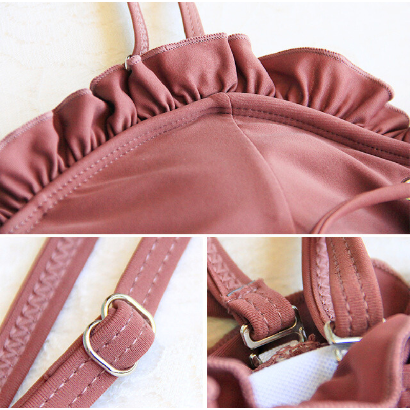 フリルショルダーが印象的なブラトップデザイン