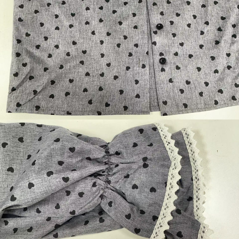 男性目線でも可愛いハート柄シャツのレース袖口ディテール
