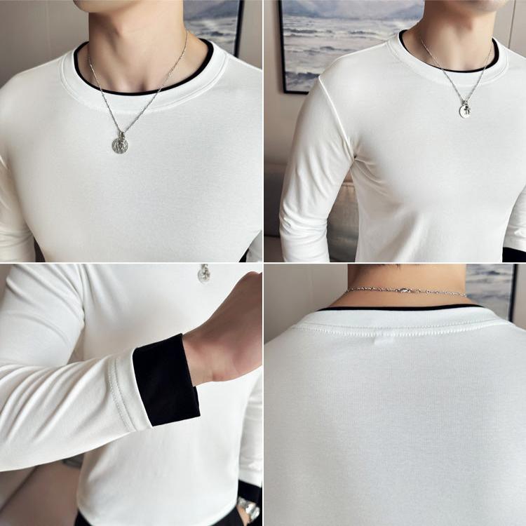 ホワイトTシャツの袖・首周りディテールの接写