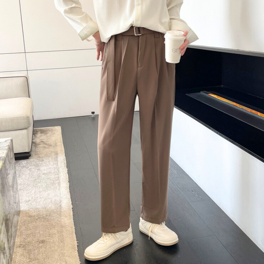 mens-brown-belted-drape-slacks-front