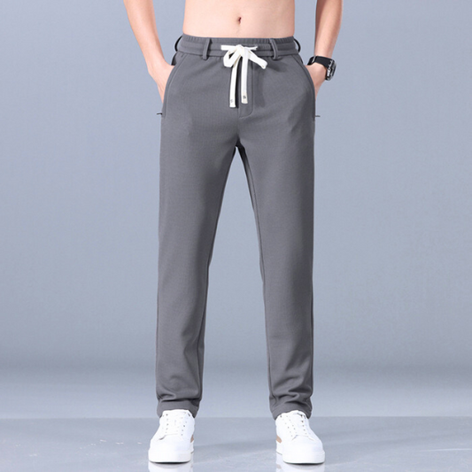 すっきりとしたシルエットのメンズジョガーパンツ(グレー)|スポーティーで大人見え