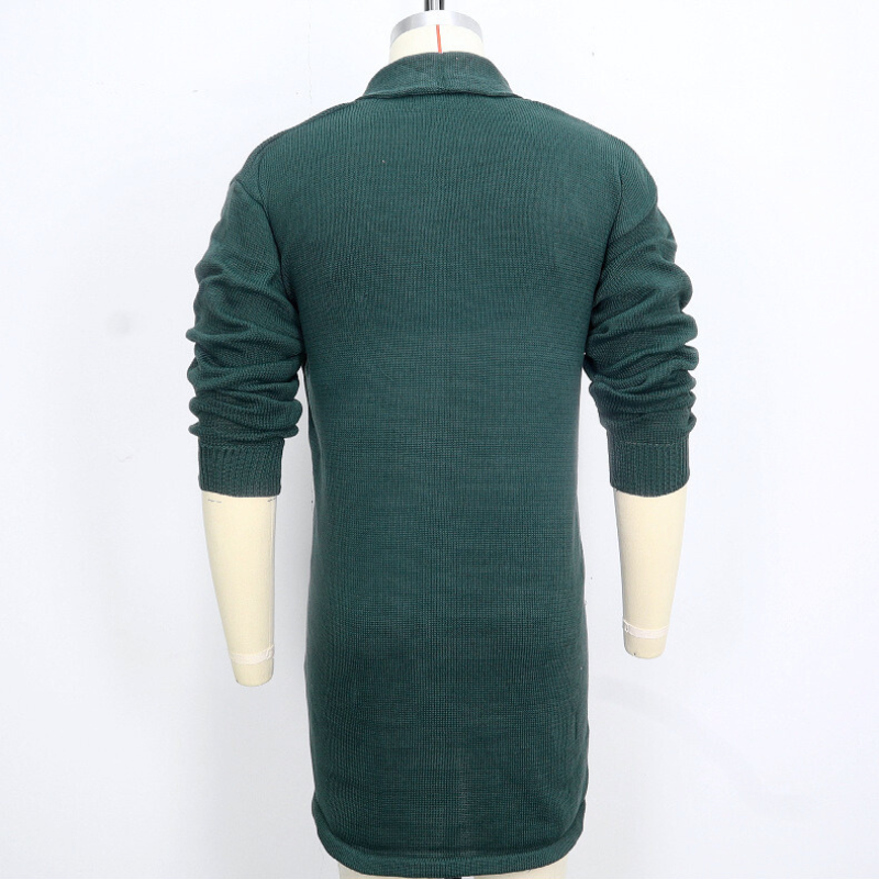 ロング丈ニットカーディガン グリーン 背面シルエット