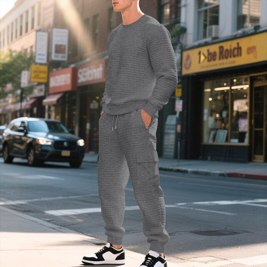 グレースウェットセットアップのサイドスタイル|立体感あるワッフル生地が魅力