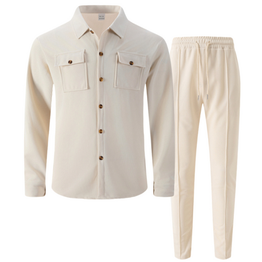 正面から見たアイボリーセットアップ(平置き・商品写真)