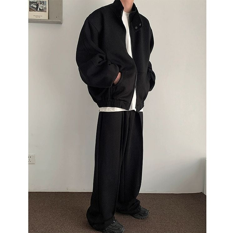 ブラックジャケットとパンツのセットアップ(ロング丈)