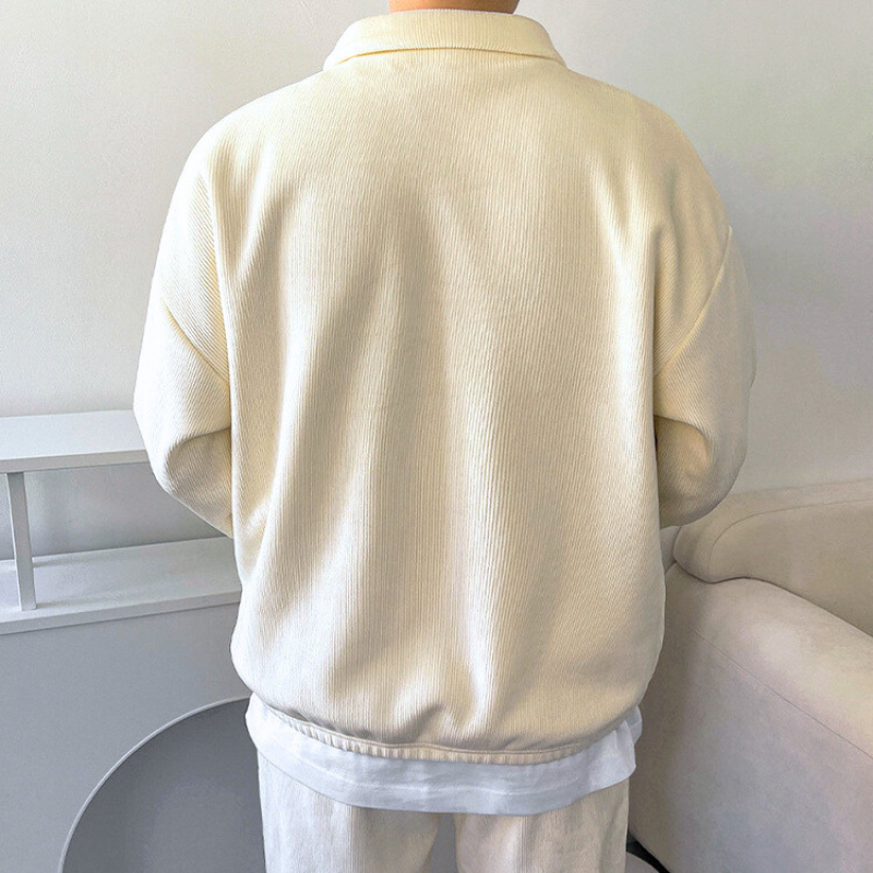 ベロアコーデュロイハーフジップ上下セットアップ 背面デザイン