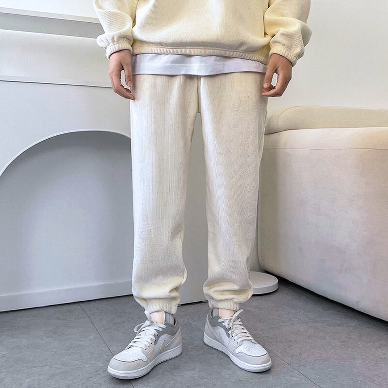 ベロアコーデュロイハーフジップ上下セットアップ パンツ正面