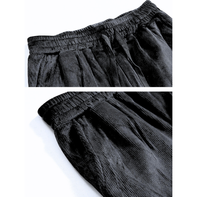 ベロアコーデュロイハーフジップ上下セットアップ パンツウエストゴム