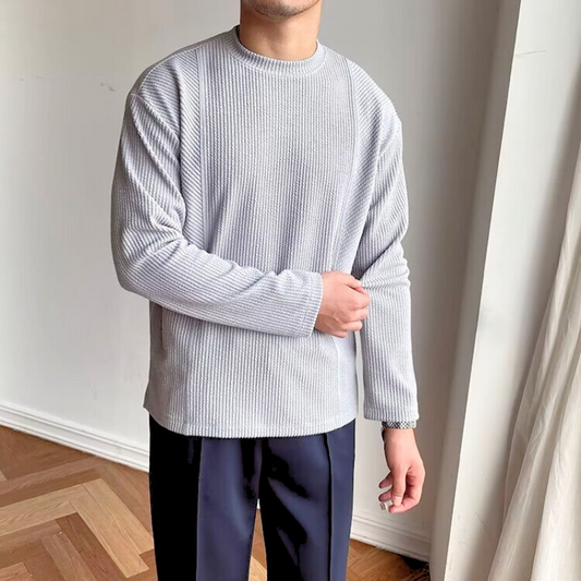 ナチュラルワッフルカットソー グレー リラックススタイル