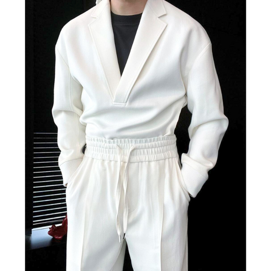 ウエストゴム仕様のホワイトセットアップ(正面スタイル)