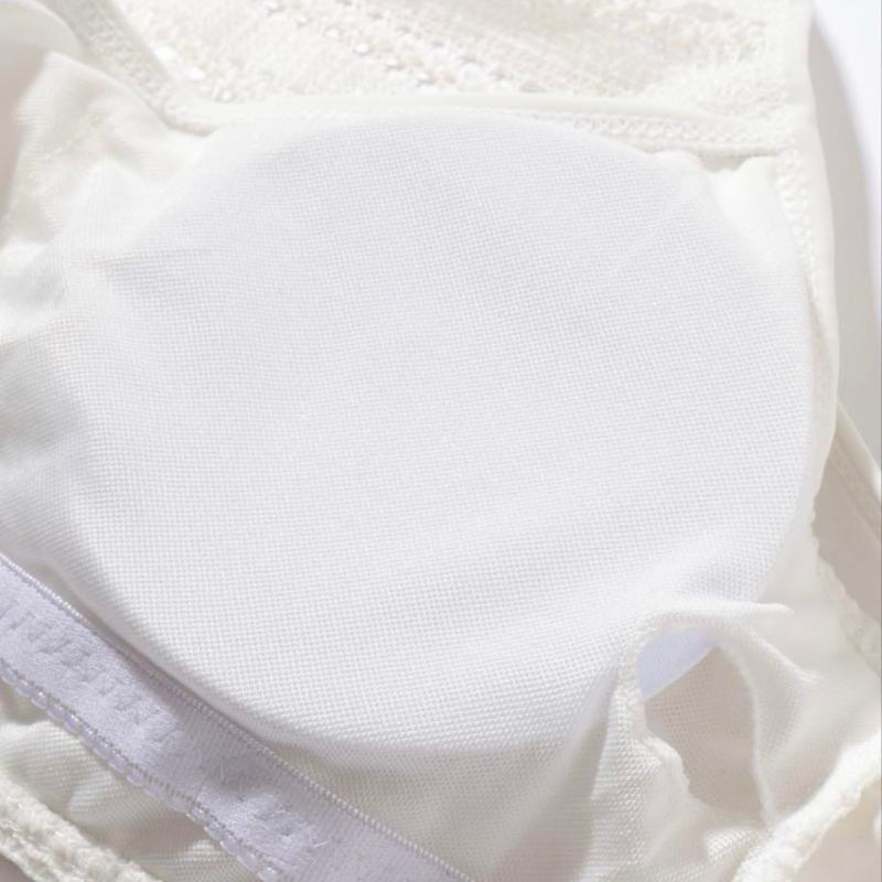 胸パッド取り外し可能な白透かしレースドッキングビキニ