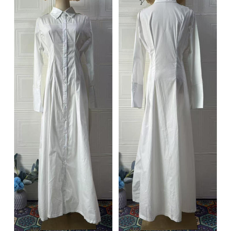上品な白のシャツワンピ|オフィスカジュアルにも使える万能アイテム