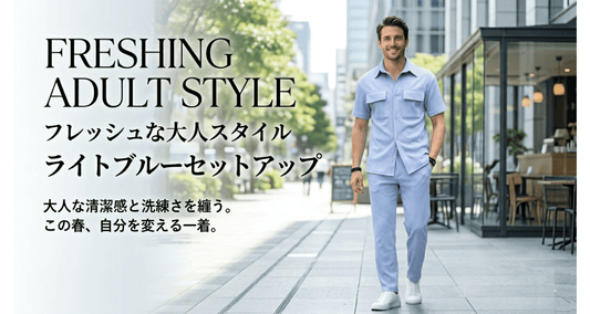 30代男性向け：ライトブルー・水色セットアップで叶える大人の爽やかスタイル