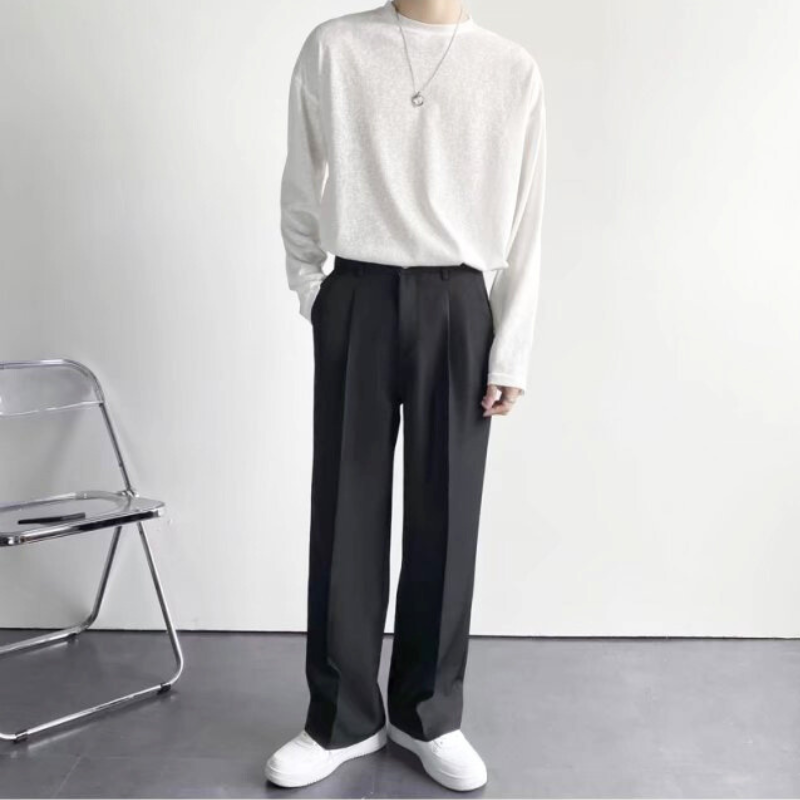 センタープレスブーツカットワイドパンツ