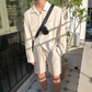コットンナチュラルセットアップ ワークシャツ×ショートパンツ
