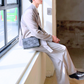 比翼ジャケット×ベルト付ロングパンツ 上下セットアップ