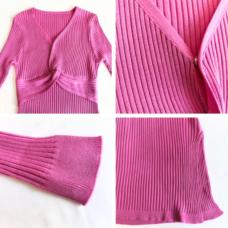 ウエストツイストリブニットワンピース