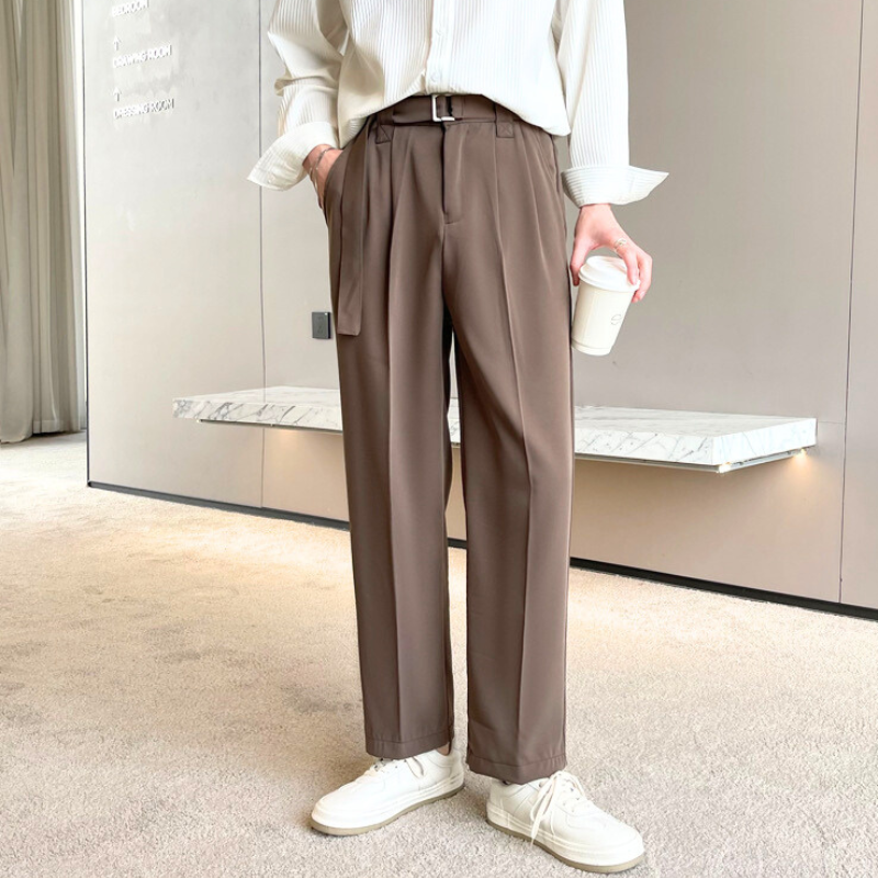ベルトデザインドレープストレートパンツ