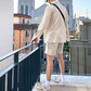 コットンナチュラルセットアップ ワークシャツ×ショートパンツ