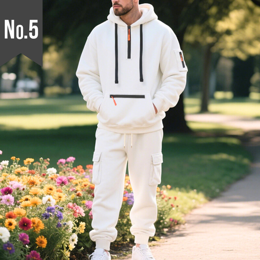 【失敗しない大人の冬服】厚手スウェットセットアップ 裏起毛ハーフジップパーカー×カーゴジョガーパンツ