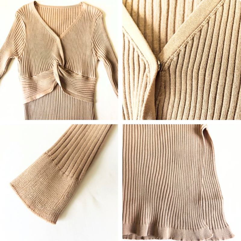 ウエストツイストリブニットワンピース