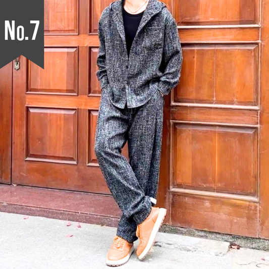 【きちんと見えて力が抜ける】ウール調セットアップ 長袖シャツ×ストレートパンツ