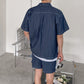 【メンズ】夏のセットアップ: デニム上下セットアップ 半袖レギュラーシャツ×ショートパンツ | 20代30代におすすめ
