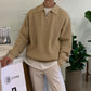 【メンズ】秋冬のトップス: ニットセーター リブ編みハーフジップ | 20代30代40代におすすめ