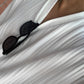 【メンズ】夏のセットアップ: 縦プリーツ生地セットアップ Vネック半袖カーディガントップス×ロングパンツ | 20代30代40代におすすめ