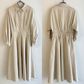 ベージュのシャツワンピースの前後デザインが分かる商品画像