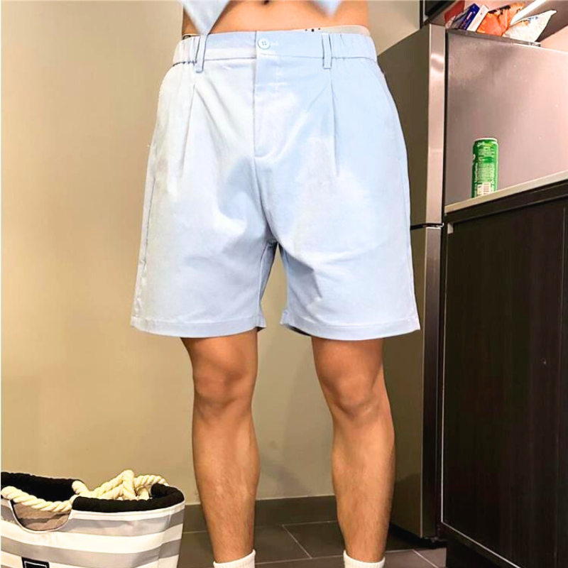 涼しげなハーフパンツのディテール（ブルー）
