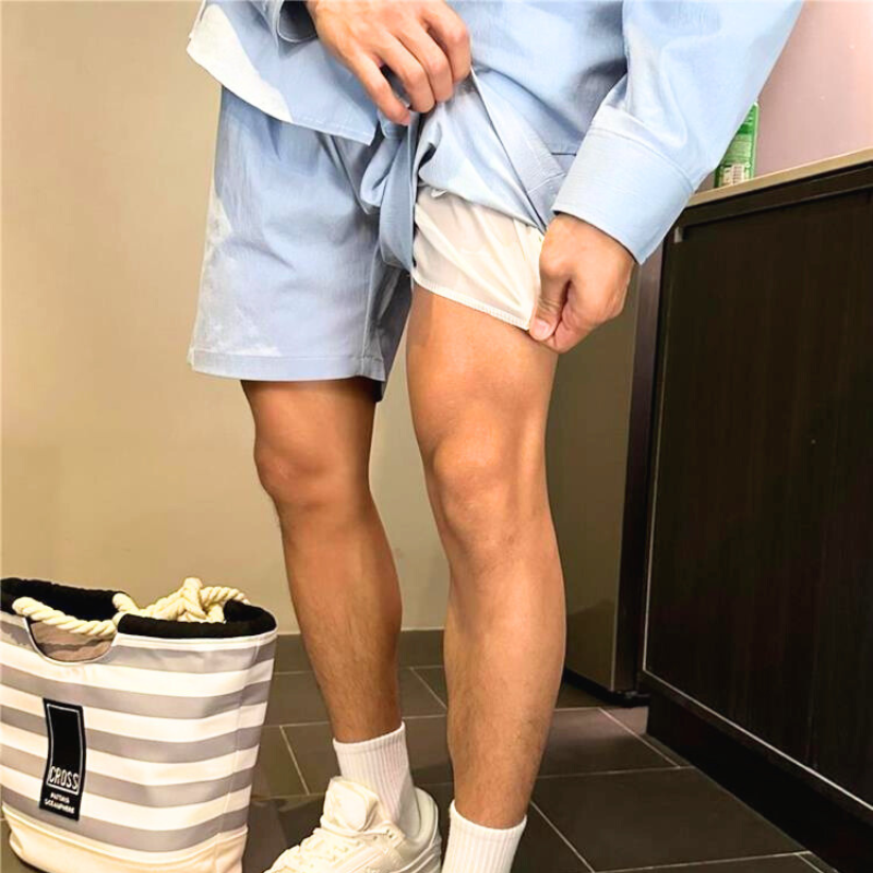 パンツにインナー付きで快適な履き心地（ブルー）